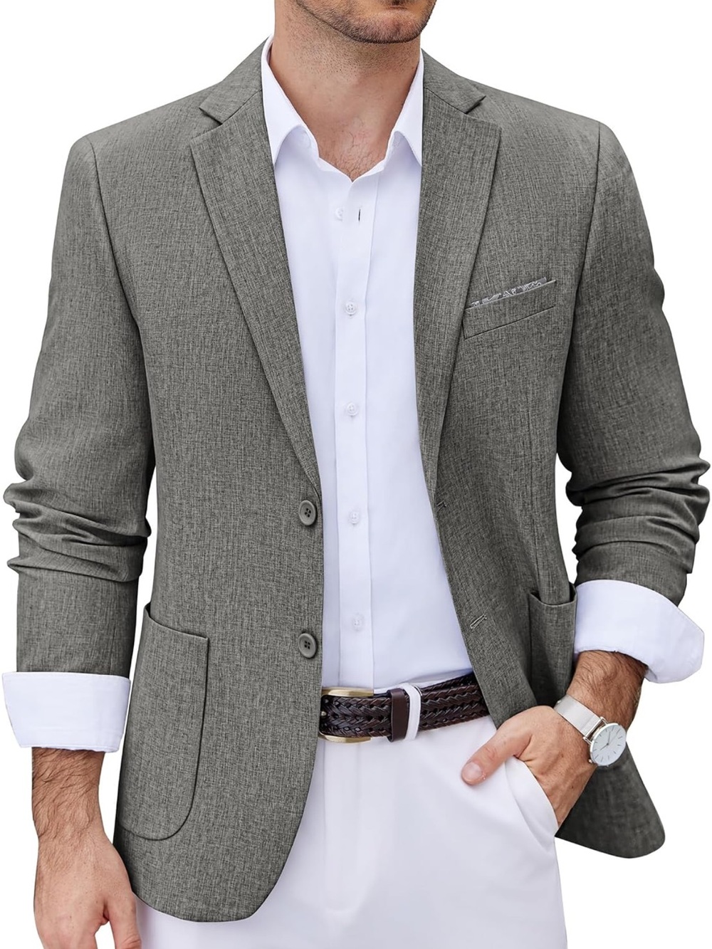 NWT COOFANDY Men's Grey Casual Blazer Two Button Sport Coat